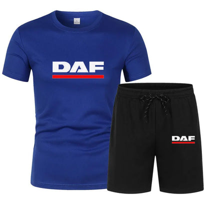 Summer DAF hot sale Tracksuit Men Short Sleeve T-Shirt +Shorts Two Piece Set Sportswear Men's Casual Fitness quick-drying Set