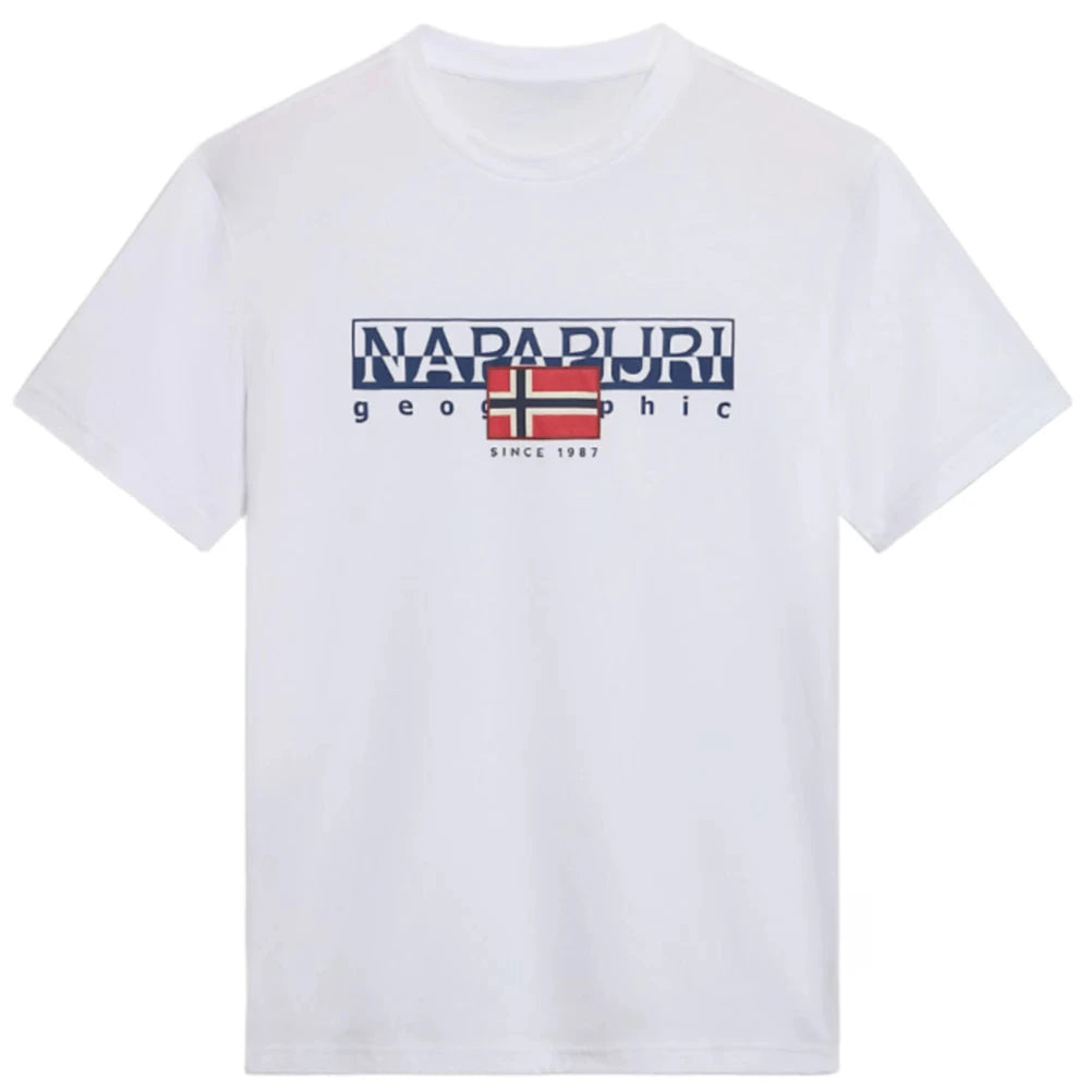 Luxury brand cotton men's and women's T-shirts short Napapijri men's Elmer short-sleeved peripheral pattern print summer fashion