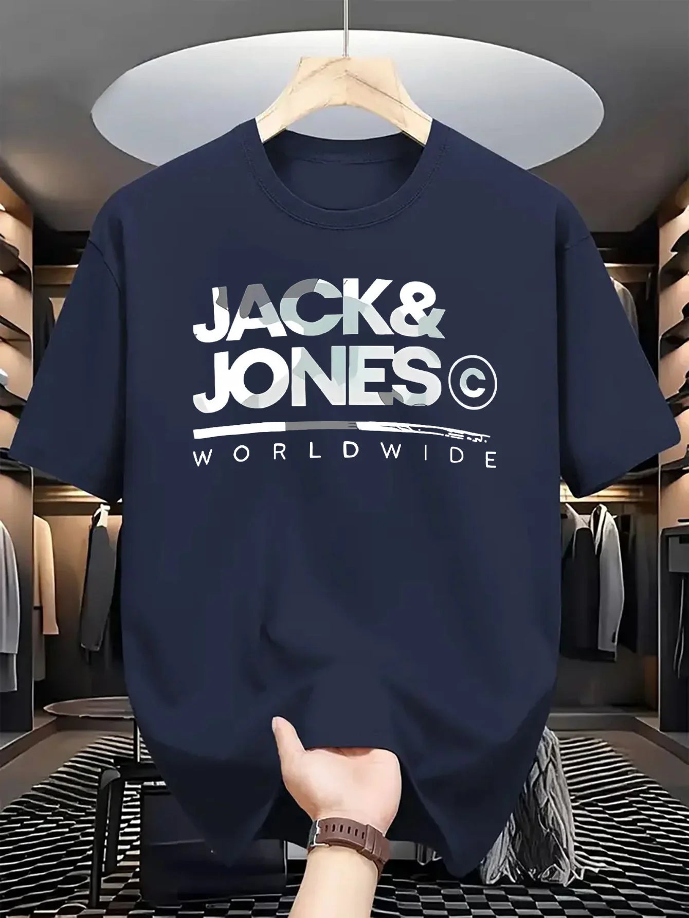 2025 JACK JONES T-shirt Men's and Women's Short sleeved Cotton T-shirt Luxury Brand Fashion Trend Comfortable Top Y2k Clothing