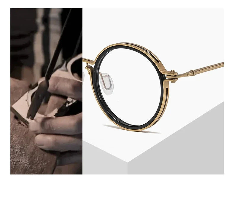 Vintage Round Metal Frame Anti Blue Light Blocking Glasses Women Men Fashion Optical Eyewear Reading Computer Eyeglasses