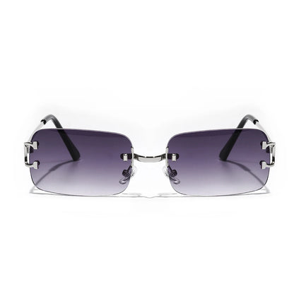 Ruiao 2025 rimless sunglasses UV400 fashion square metal glasses for men women designer man's brand sun shades for outdoor