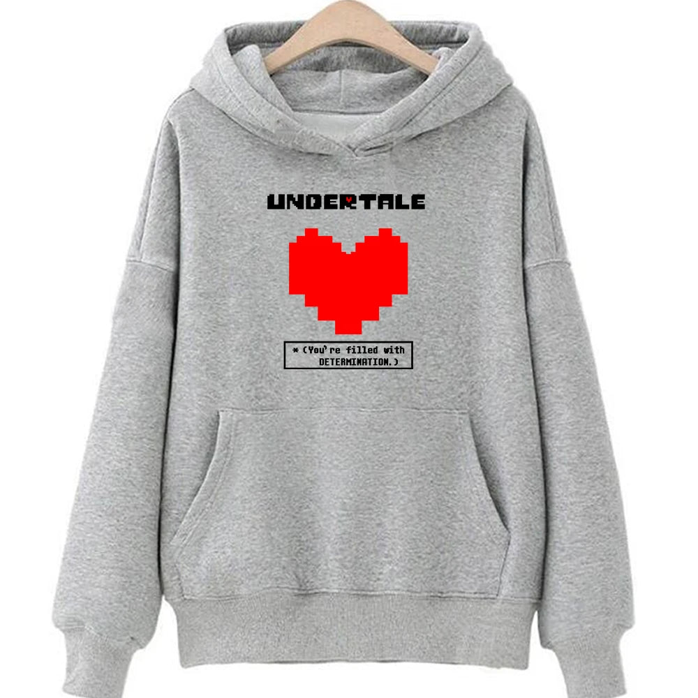 Undertale Game You're Filled with Determination Hoodies Women Casual Long Sleeve Sweatshirt for Winter/autumn Hooded Hoodie Girl