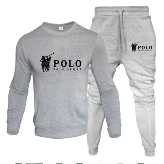 A two-piece set of men's round-neck pullover and jogging pants for autumn and winter fashion fitness outdoor casual sportswear