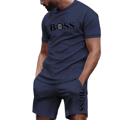 Men's two-piece sportswear short sleeved T-shirt and pants running and fitness sportswear big discount summer 2024