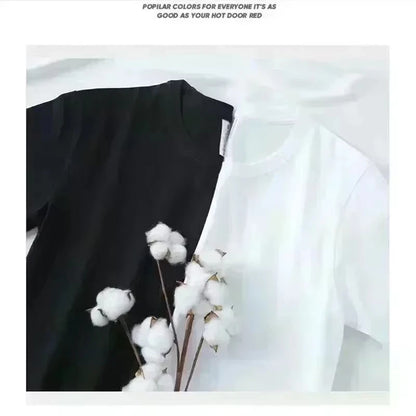 Muscle Black and White Fitness T-Shirt Summer Short Sleeve Men's Printed Alphabet Sports Loose Crew Neck Printed Bottom Shirt