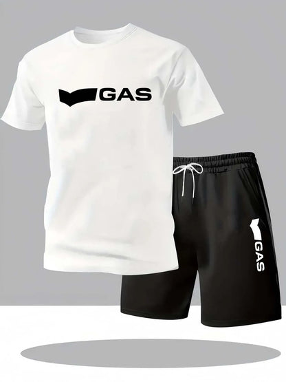 Men's 2-Piece Casual Crew Neck Short-Sleeved T-Shirt And Drawstring Shorts Set Summer Comfortable Breathable Clothing