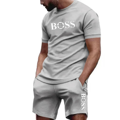 Men's two-piece sportswear short sleeved T-shirt and pants running and fitness sportswear big discount summer 2024