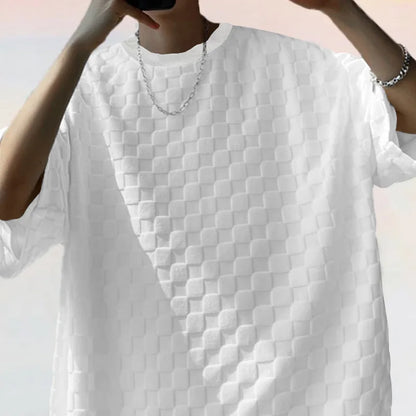 European and American Oversized Fashion Brand Men's Summer New Chessboard Plaid Loose Sports and Leisure Two-Piece Set