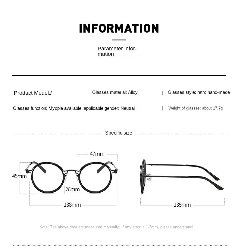 Vintage Round Metal Frame Anti Blue Light Blocking Glasses Women Men Fashion Optical Eyewear Reading Computer Eyeglasses
