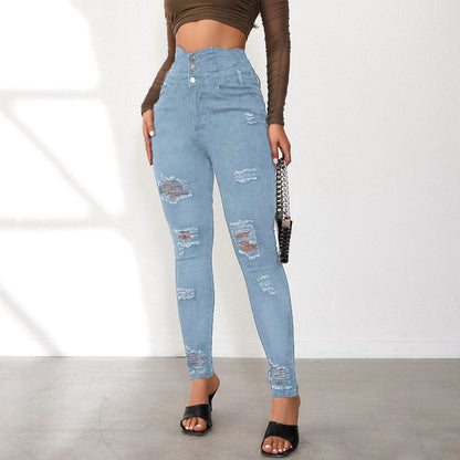 Pencil Pants Jeans Women Pencil Pants Bodycon High Waist Casual Long Pant Sheath Denim Trousers Tie Y2k Trouser Spring 2024