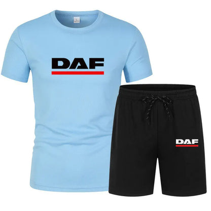 Summer DAF hot sale Tracksuit Men Short Sleeve T-Shirt +Shorts Two Piece Set Sportswear Men's Casual Fitness quick-drying Set