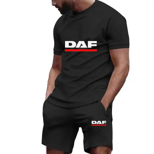 Summer DAF hot sale Tracksuit Men Short Sleeve T-Shirt +Shorts Two Piece Set Sportswear Men's Casual Fitness quick-drying Set