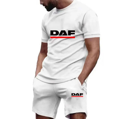 Summer DAF hot sale Tracksuit Men Short Sleeve T-Shirt +Shorts Two Piece Set Sportswear Men's Casual Fitness quick-drying Set