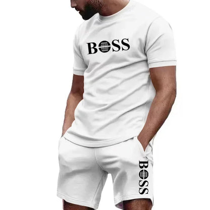 Men's two-piece sportswear short sleeved T-shirt and pants running and fitness sportswear big discount summer 2024
