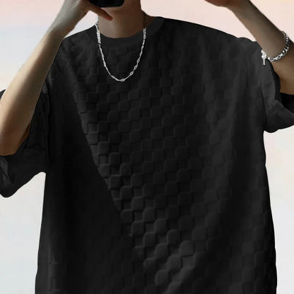European and American Oversized Fashion Brand Men's Summer New Chessboard Plaid Loose Sports and Leisure Two-Piece Set
