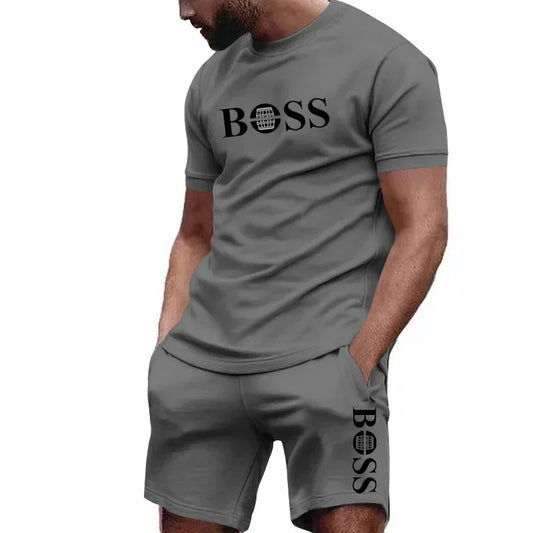 Men's two-piece sportswear short sleeved T-shirt and pants running and fitness sportswear big discount summer 2024