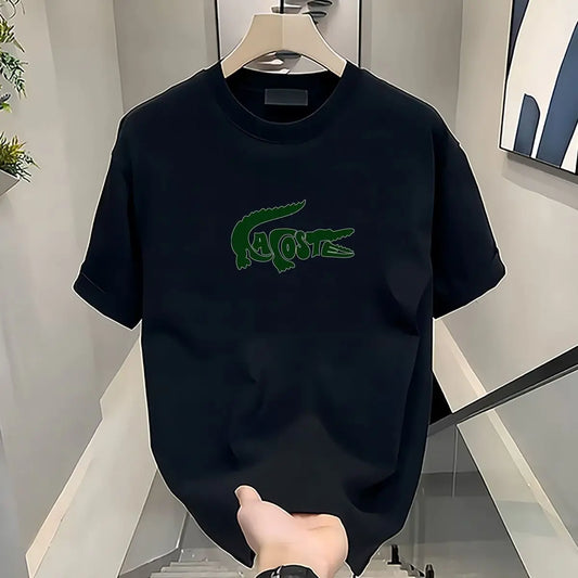 \ Summer Cotton Breathable T-shirt Men's Ins Trend Niche New Printed Loose Round Neck Versatile Commuter Top Men's Clothing
