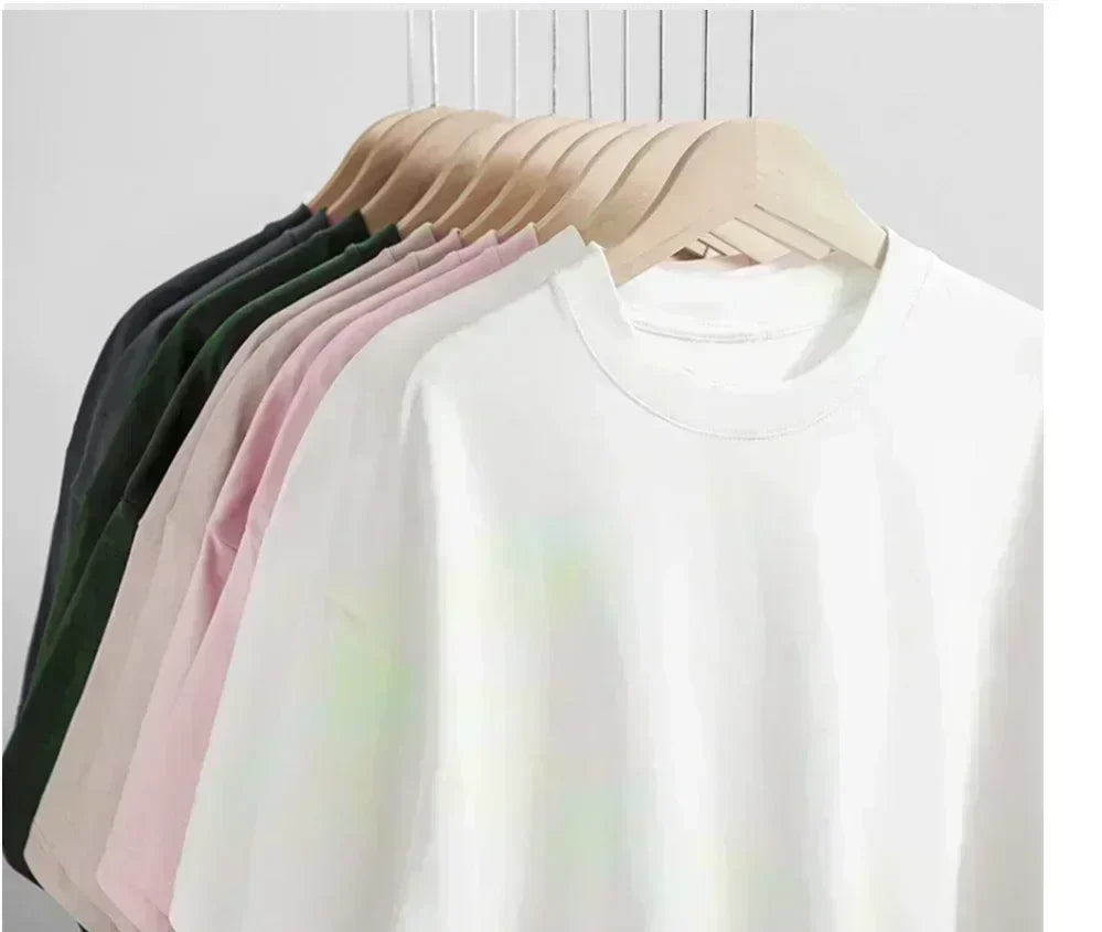 \ Summer Cotton Breathable T-shirt Men's Ins Trend Niche New Printed Loose Round Neck Versatile Commuter Top Men's Clothing