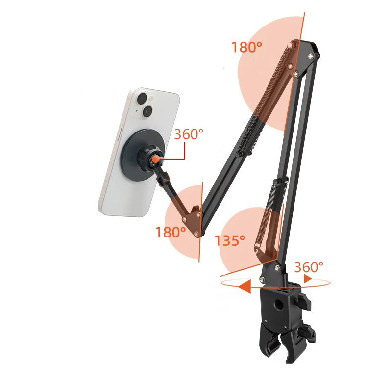 BFOLLOW Lazy Bracket Stand for Bed Desk with Tablet Mobile Phone Holder Magsafe Magnetic Mount iPhone Flexiable Boom Arm
